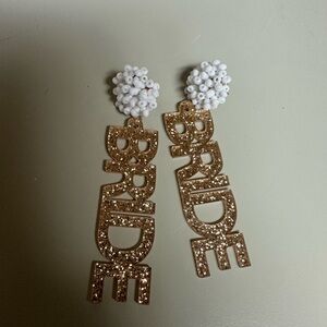 Gold and White Bride Earrings